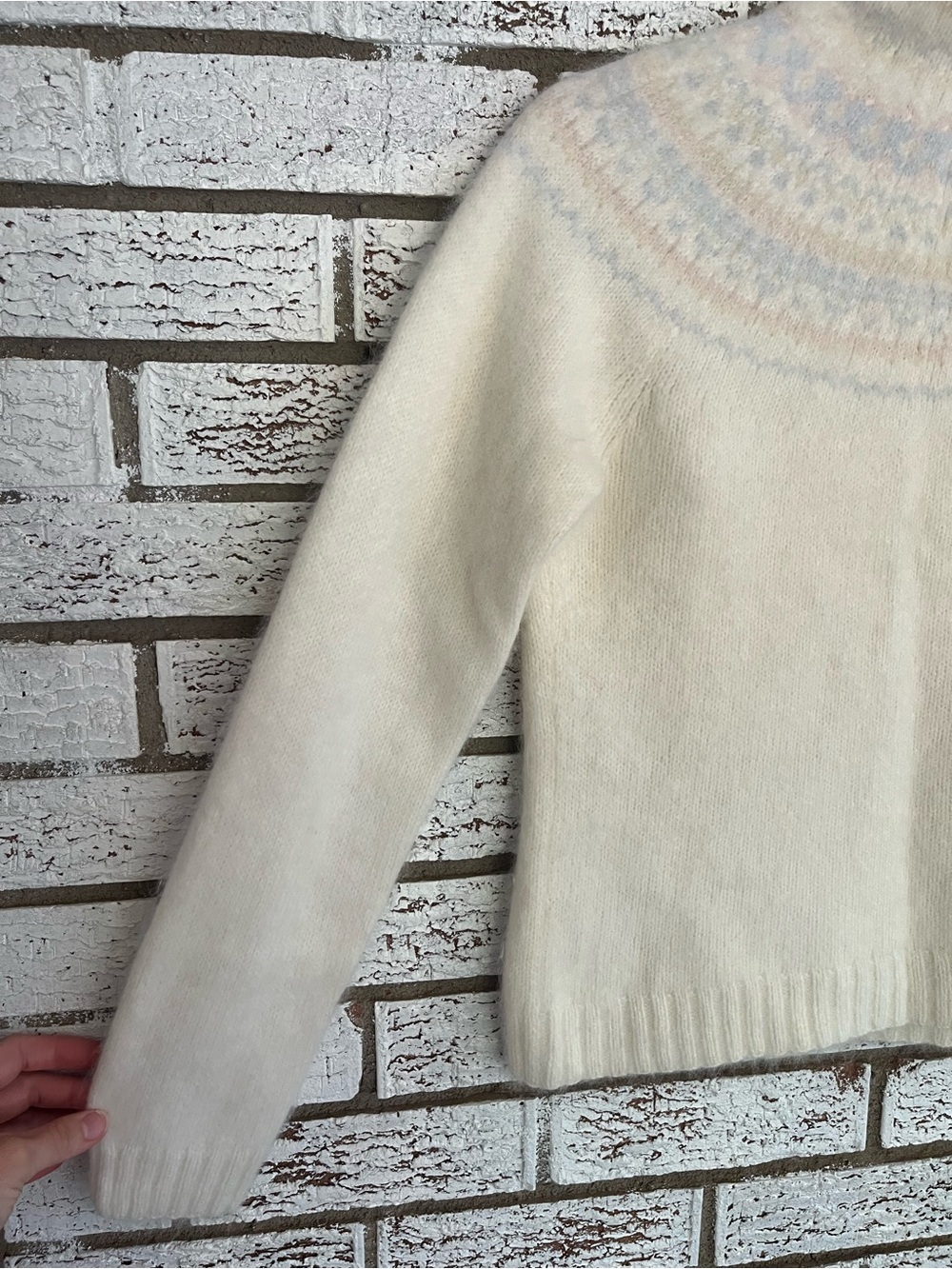 Lauren Ralph Lauren Angora Blend Fair Isle Mock Neck Sweater Pastel Nordic knit - Picture 4 of 11